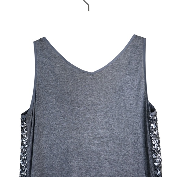 Banana Republic Women's M Silver Gray Sequin Sleeveless Dressy Lined V-Neck Top - Picture 5 of 10